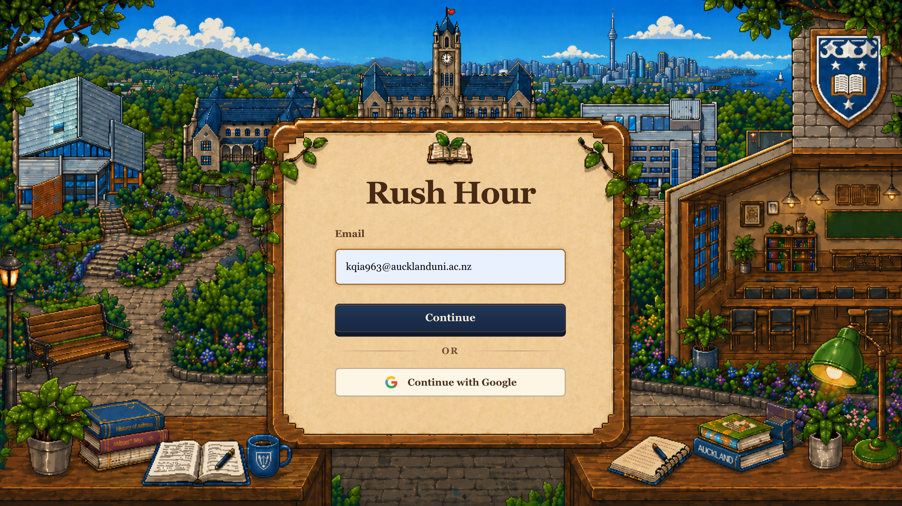 Rush Hours campus learning and focus platform interface preview